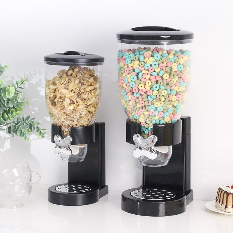 Plastic transparent double cup dry food dispenser household dry food oatmeal dual dispenser 2/3.5 L dry food storage box