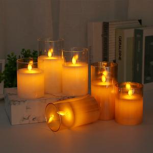 DIXU 7.5*10cm home decoration paraffin wax Glass customized flameless led candle