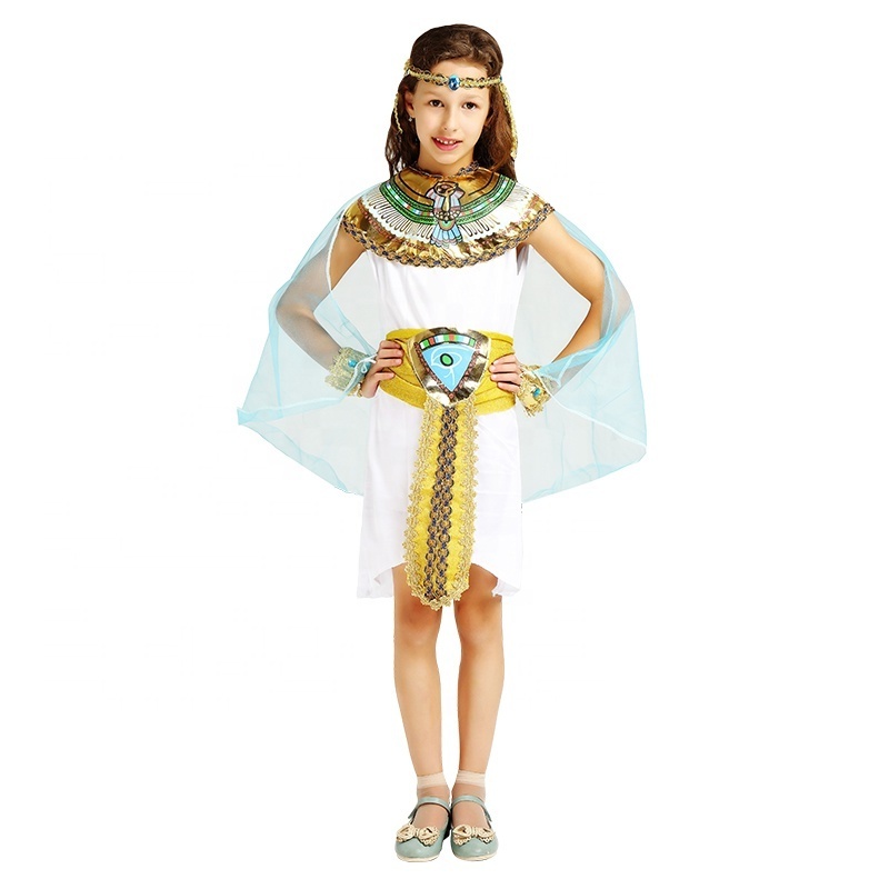 Halloween Carnival Party Kids Girl Cosplay Ancient Egyptian Cleopatra Pharaoh Princess Dress Costume Outfit