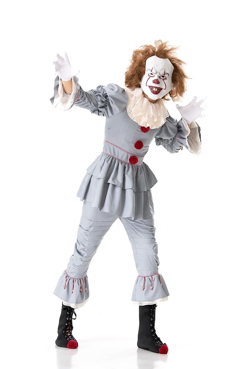 Carnival Halloween Party Cosplay Pennywise Costume Clown Suit Clothes Men Fancy Adult Clown Costume