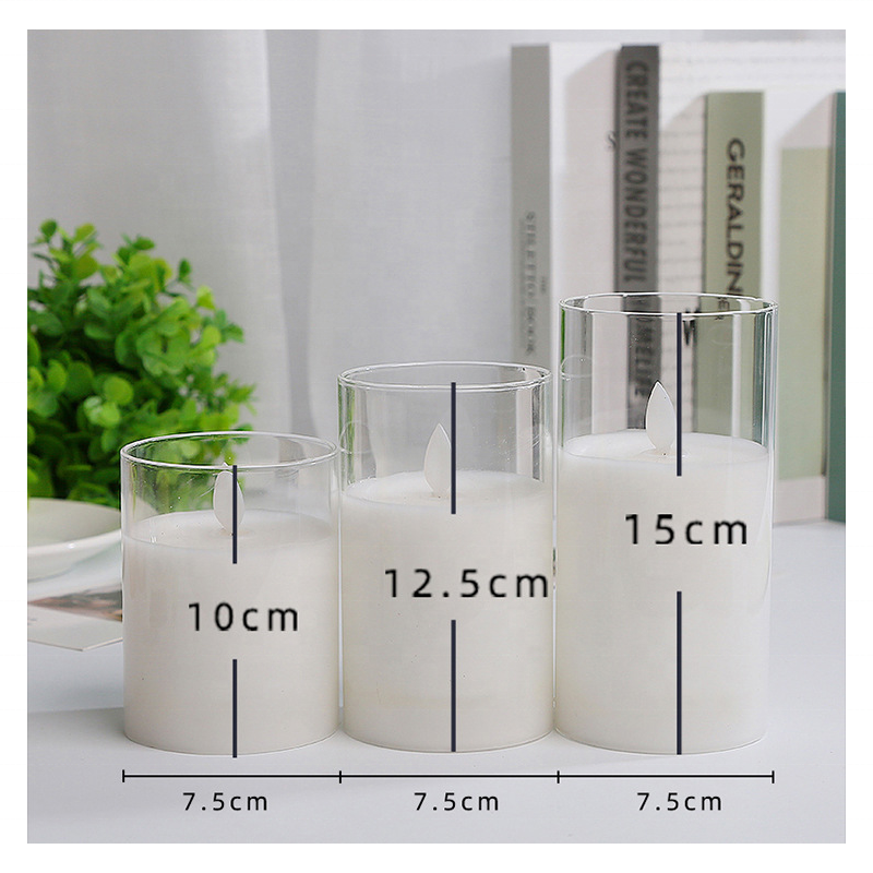 DIXU 7.5*10cm home decoration paraffin wax Glass customized flameless led candle