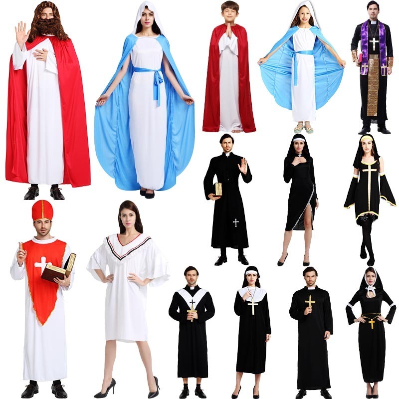 Halloween Party Game Uniforms Role-playing Sister Cosplay Costume Num Virgin Mary Black Costume Adult Women Cosplay Dress