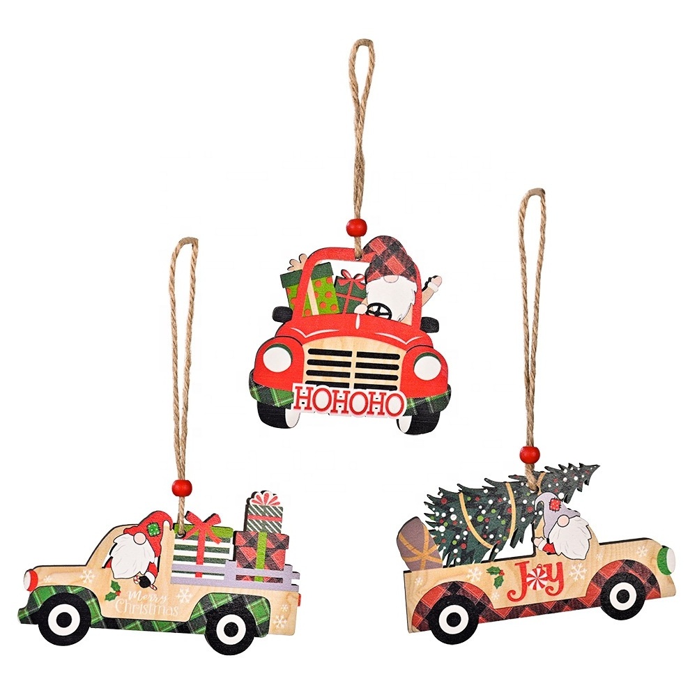 Christmas Toys Ornaments Christmas Decorations for Home New Year Christmas Tree Car Decor Wooden Hanging Pendant