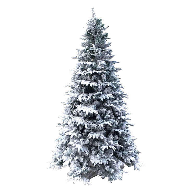 Factory Custom 6 ft 7 ft 9 ft Snow Flocked Xmas Tree Artificial Green PVC and PE Christmas Tree