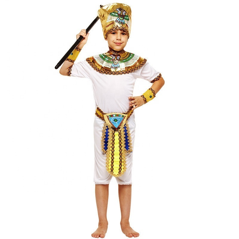 Halloween Carnival Party Kids Boy Girl Cosplay Ancient Egyptian Pharaoh Prince Princess Costume