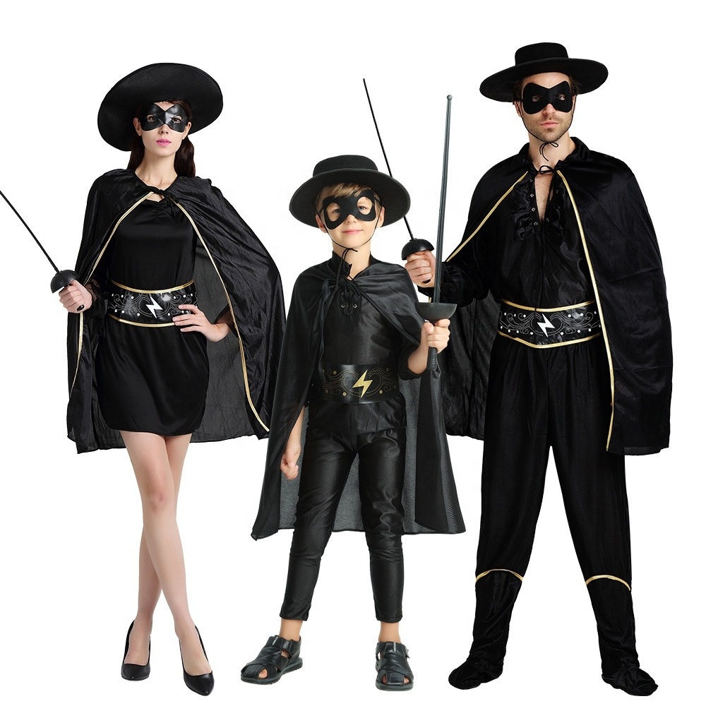 Hot Sale Role Play Dress Set Kids Halloween Superhero Cosplay Costume Boys Superhero Zorro Cosplay Costume