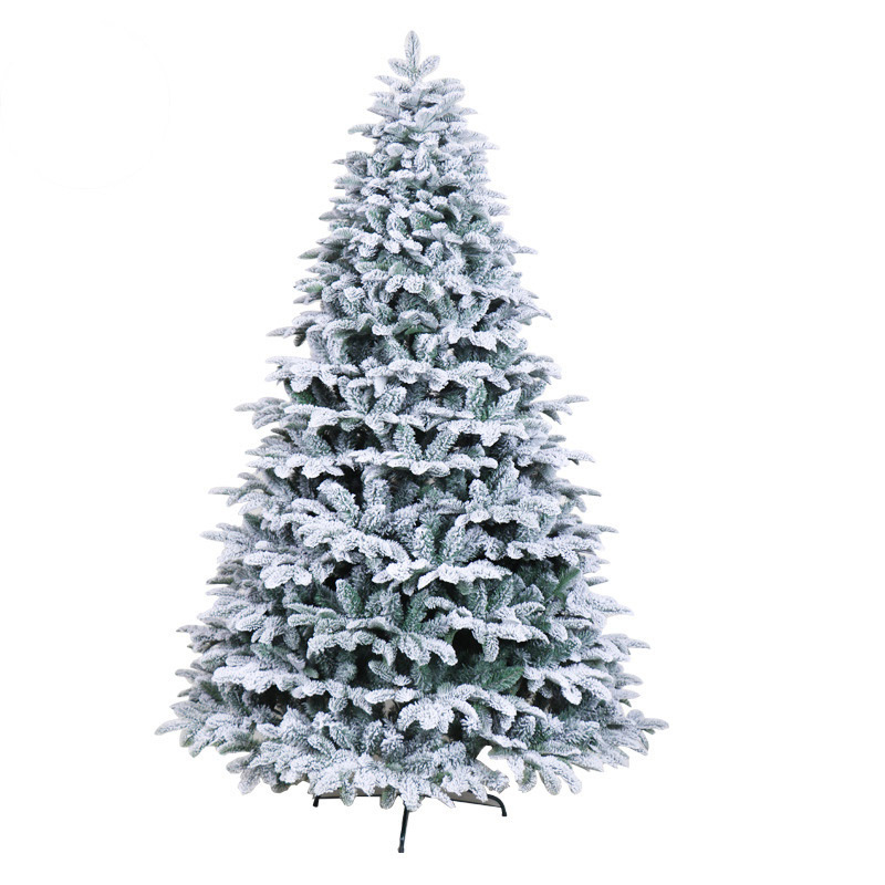 Factory Custom 6 ft 7 ft 9 ft Snow Flocked Xmas Tree Artificial Green PVC and PE Christmas Tree