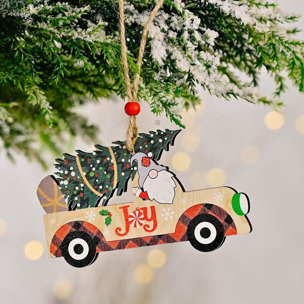 Christmas Toys Ornaments Christmas Decorations for Home New Year Christmas Tree Car Decor Wooden Hanging Pendant