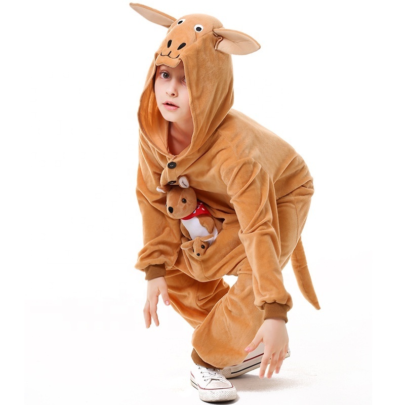 Carnival Party Kids Halloween Cartoon Baby Boy Girl Children Hooded Jumpsuit Cosplay Animal Kangaroo Costume