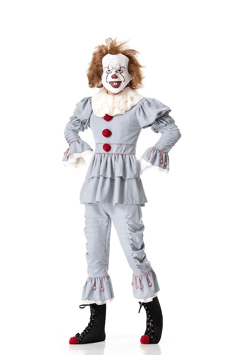 Carnival Halloween Party Cosplay Pennywise Costume Clown Suit Clothes Men Fancy Adult Clown Costume