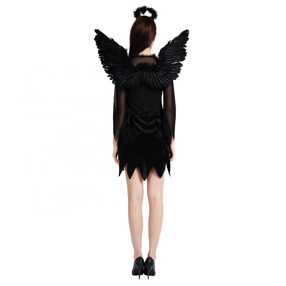 Halloween Cosplay Costumes Women Dark Witch Dress Adult Girl Sexy Fallen Angel Costume