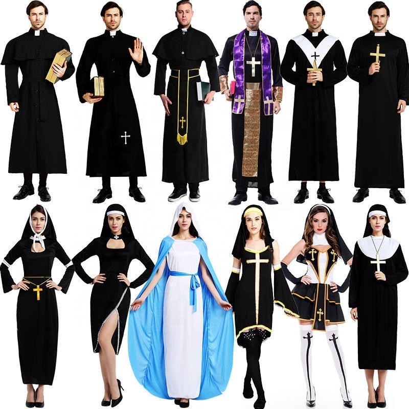 Halloween costume Adult Jesus Christ male missionary clerical dress priest  cosplay costume