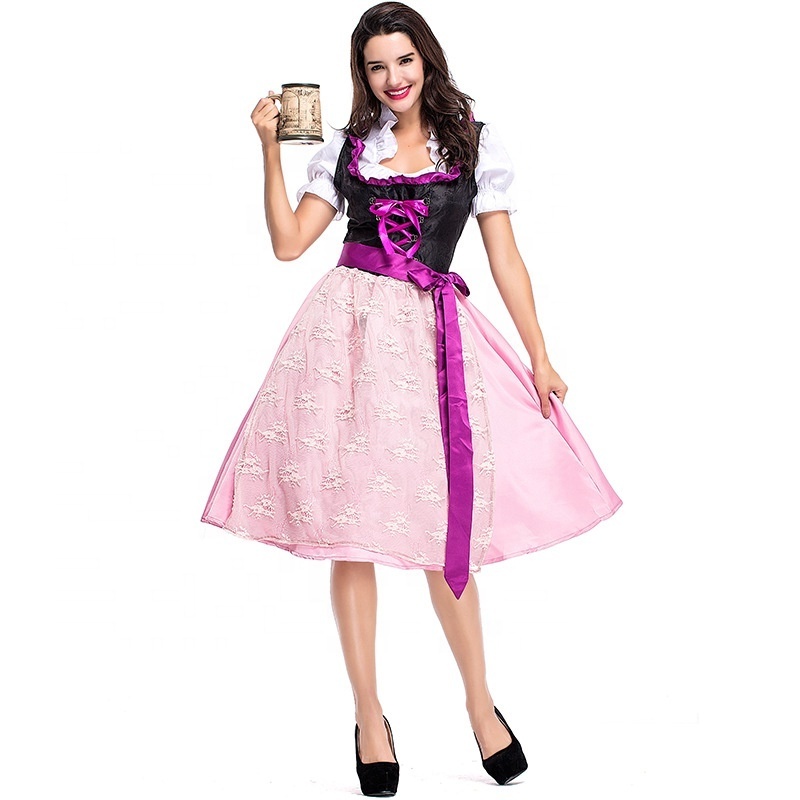 Traditional German Halloween Costumes For Lady Women Bavarian Dirndl Dresses Tavern Maiden Costume