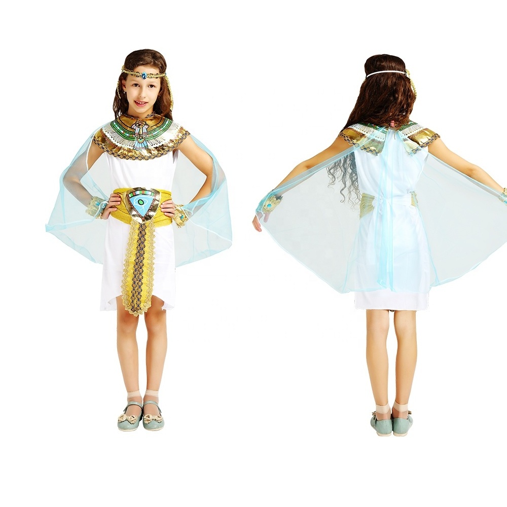 Halloween Carnival Party Kids Girl Cosplay Ancient Egyptian Cleopatra Pharaoh Princess Dress Costume Outfit