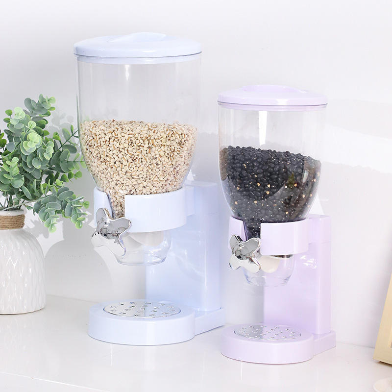 Plastic transparent double cup dry food dispenser household dry food oatmeal dual dispenser 2/3.5 L dry food storage box