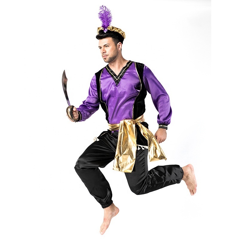 Halloween Carnival Dress Up Adult Mens Arabian Prince Costume Aladdin Lamp Prince Costume