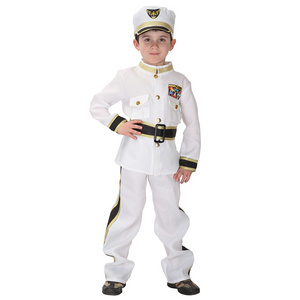 Boys Navy Admiral Halloween Cosplay Costume Police Uniform Role Play Dress up Costume