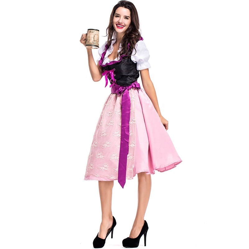 Traditional German Halloween Costumes For Lady Women Bavarian Dirndl Dresses Tavern Maiden Costume