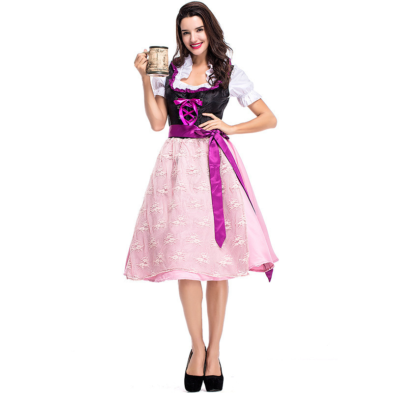 Traditional German Halloween Costumes For Lady Women Bavarian Dirndl Dresses Tavern Maiden Costume