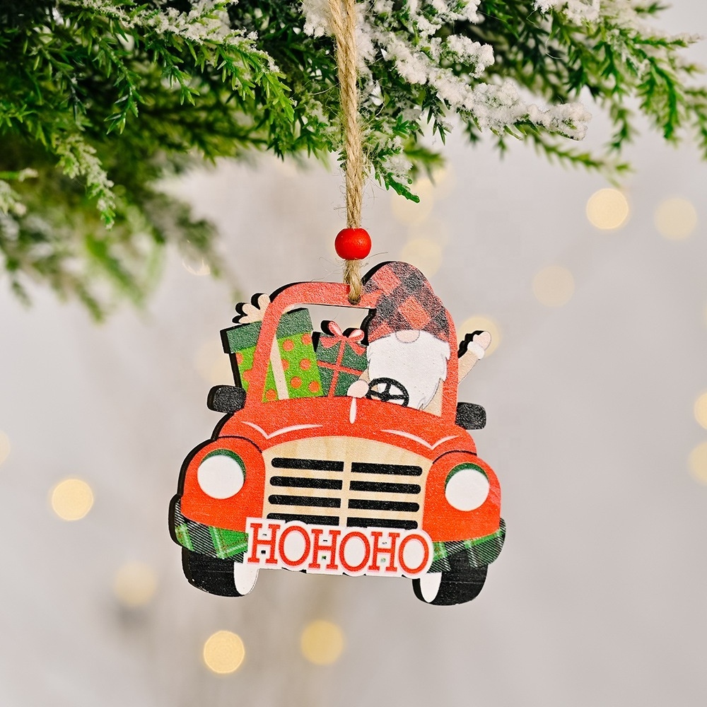 Christmas Toys Ornaments Christmas Decorations for Home New Year Christmas Tree Car Decor Wooden Hanging Pendant