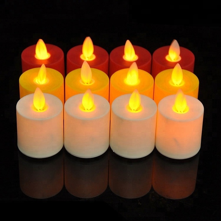 Hot Sale Home Decorative Battery Operated Flickery Flameless Plastic LED Tealight Candle