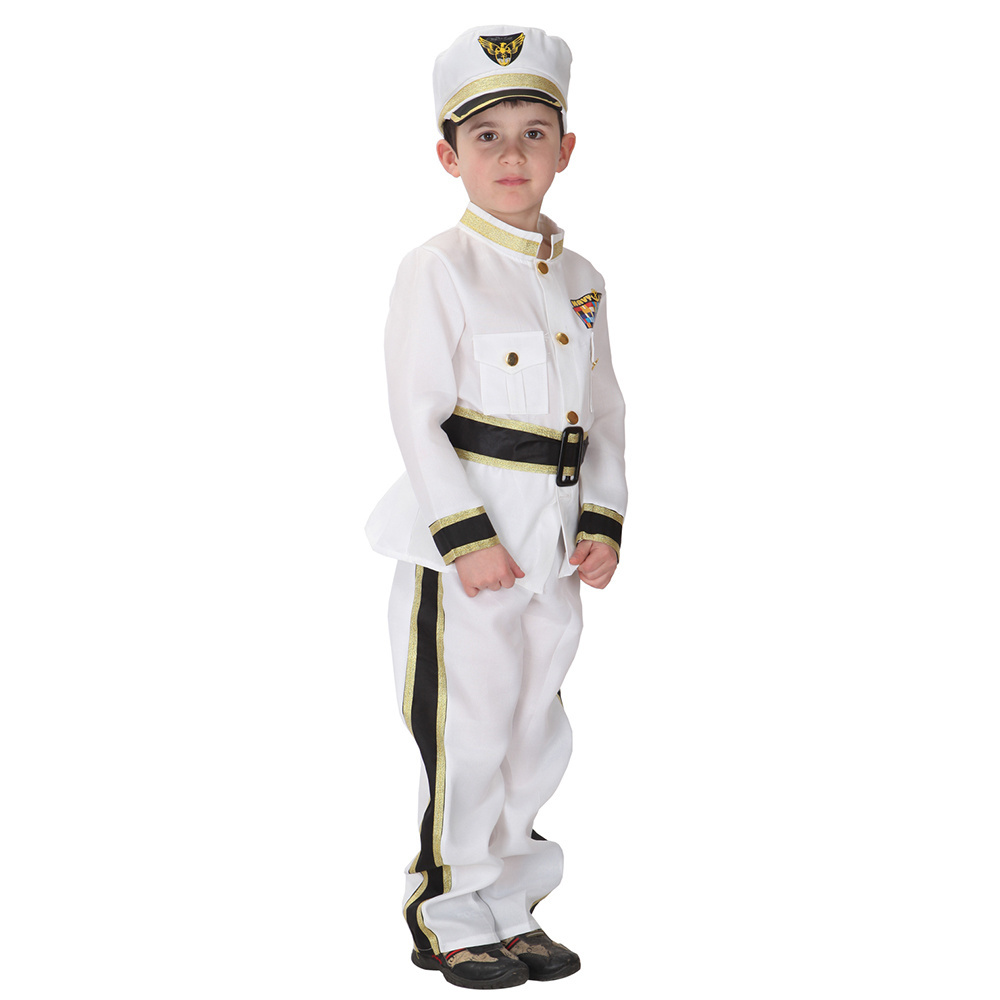 Boys Navy Admiral Halloween Cosplay Costume Police Uniform Role Play Dress up Costume