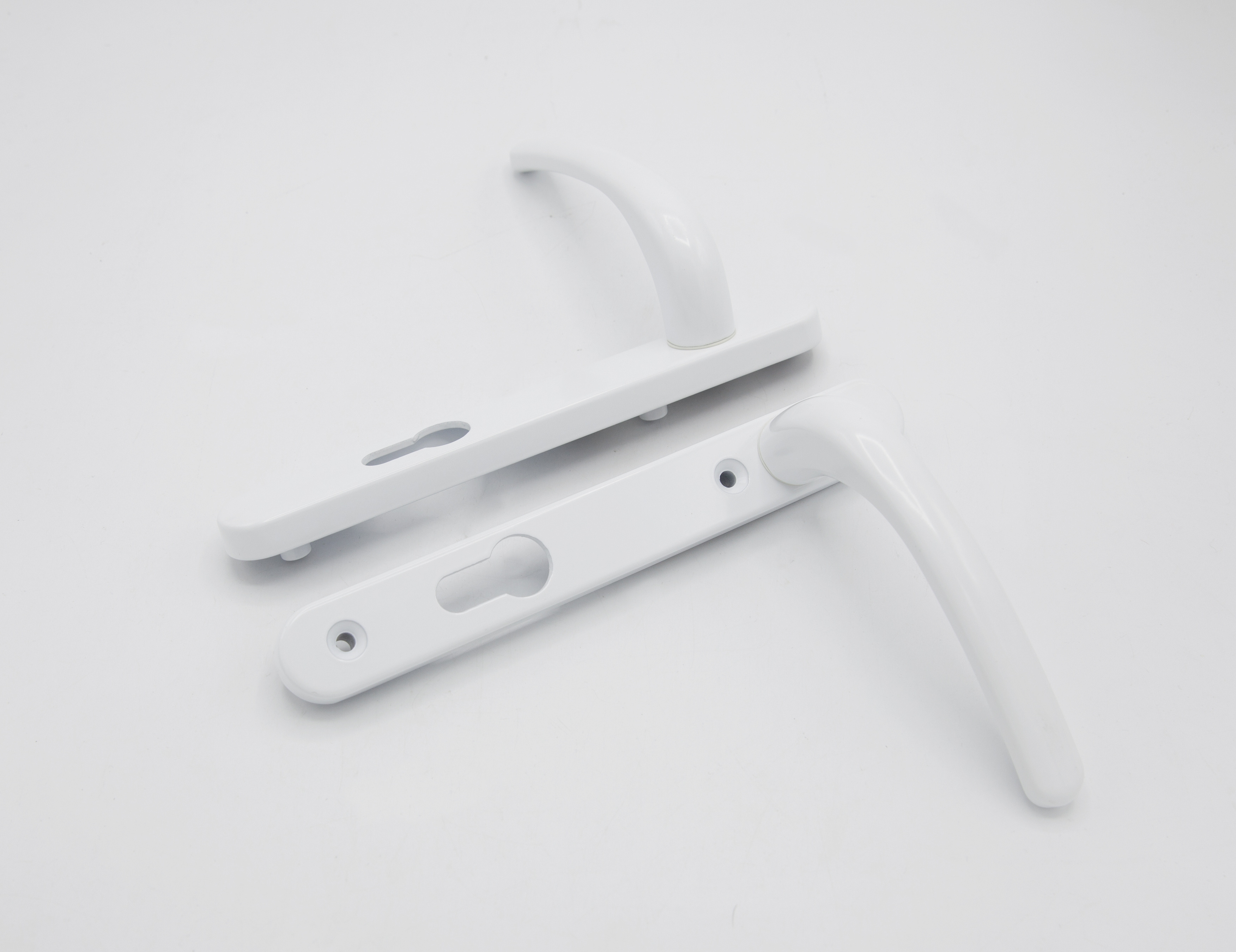 Modern Aluminium Lever Front Door Handle On Long Plate