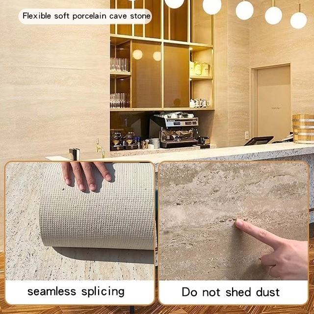 Best mcm thin soft flexible travertine ceramic tile faux stone porcelain tile wall panels for exterior wall