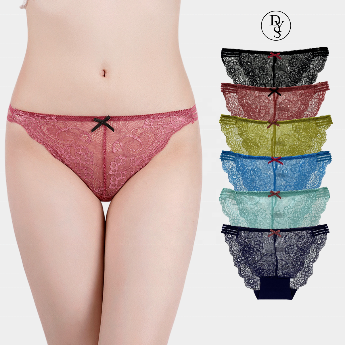 Women Transparent Pink Inner Wear Seamless Eritic Underwear Sexy Lace Bows G String Panties