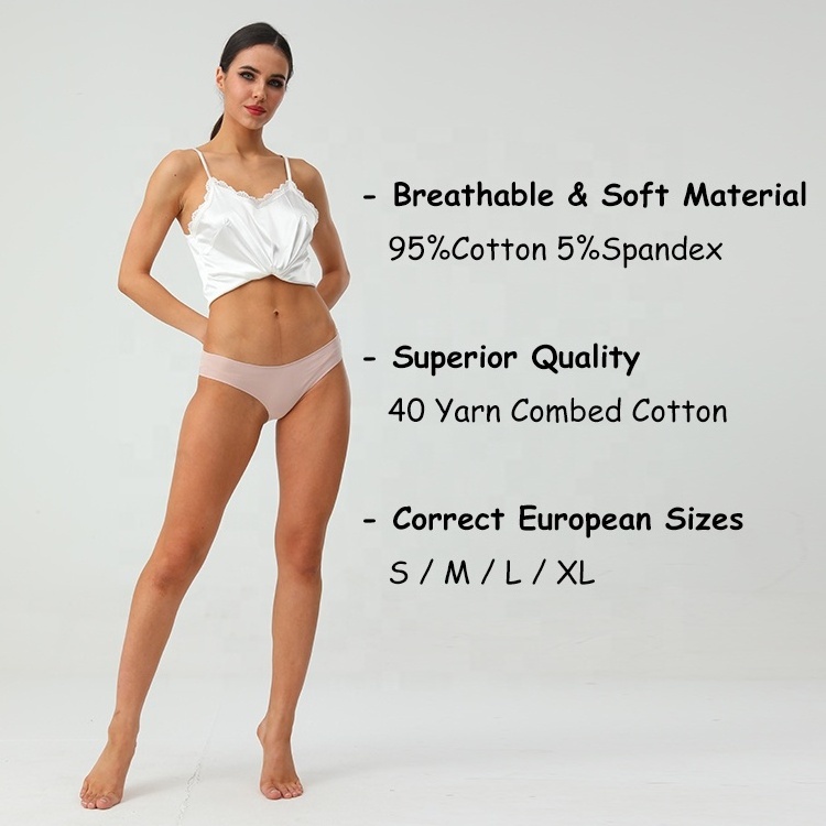 Female Simple Low Waist Briefs Girls Breathable Soft Pure Cotton Classic Ladies Underwear Panties