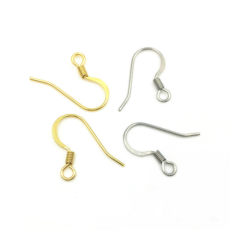 Jewelry findings s shape 316L stainless steel flat earring hook with spring coils