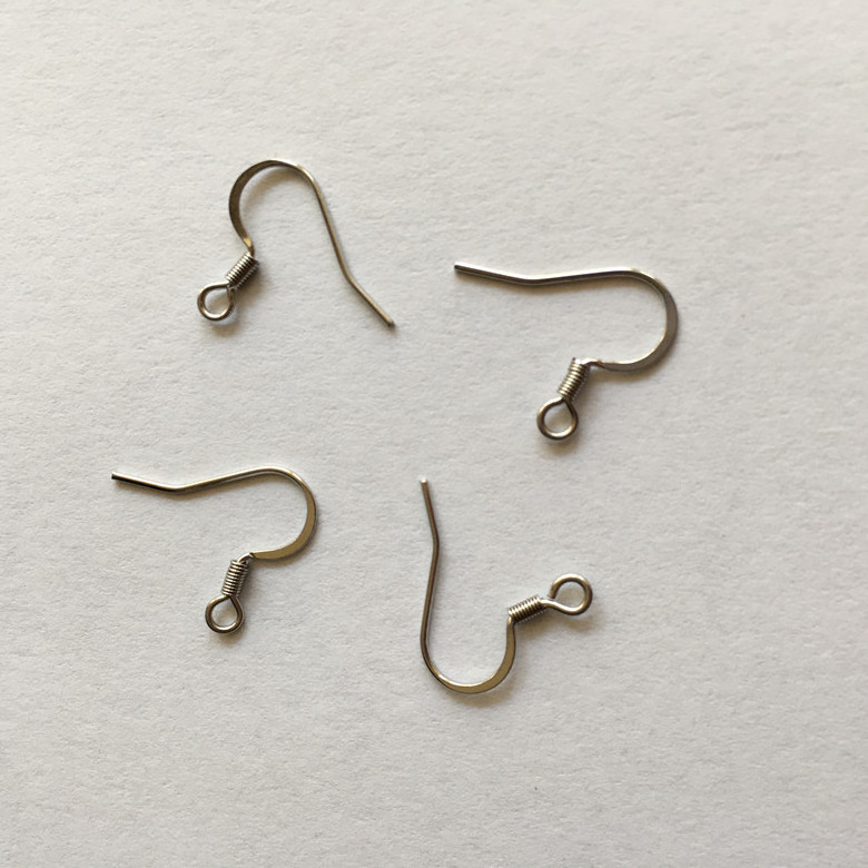 Jewelry findings s shape 316L stainless steel flat earring hook with spring coils