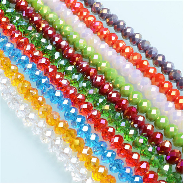 Wholesale factory price 2mm-10mm rondelle faceted AB glass crystal beads for jewelry making