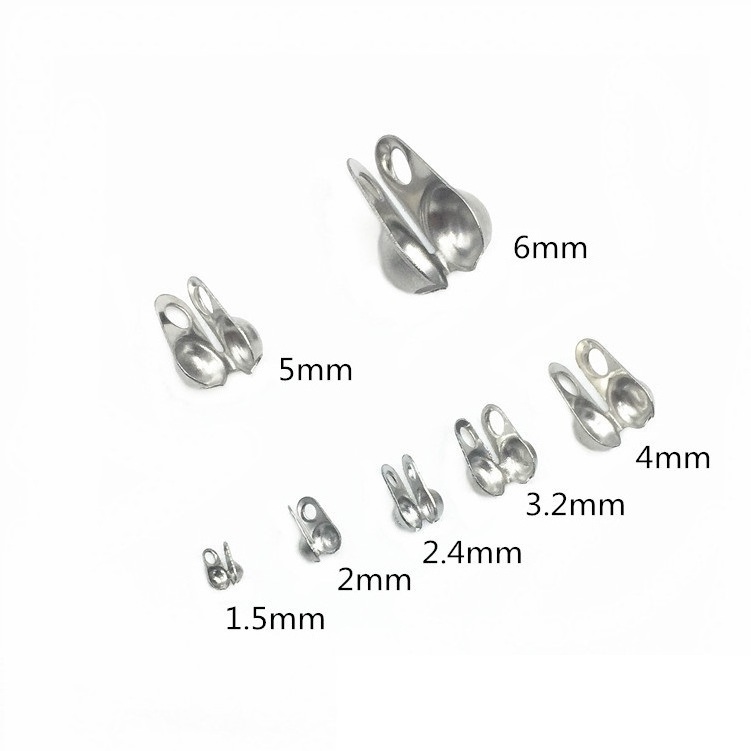 Wholesale stainless steel crimp beads set clasps bead tips for ball chain