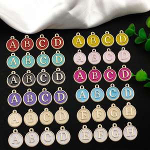 Single Letter Charms 26 Alphabet Alloy Enamel Pendant Oil Drop Alloy Metal Tags Charm Pendant for Jewelry