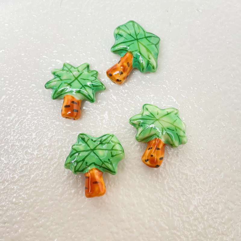 Wholesale 2023 new style Hand painted coconut tree ceramic beads for bracelet pendent making