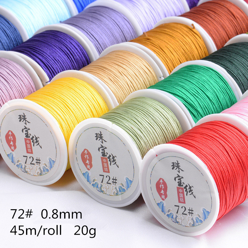 Chinese Knot Cord No.72 45m/roll 0.8mm Nylon Cord Beading Thread Jade Rope Braided Thread For Bracelet Jewelry Making DIY Craft