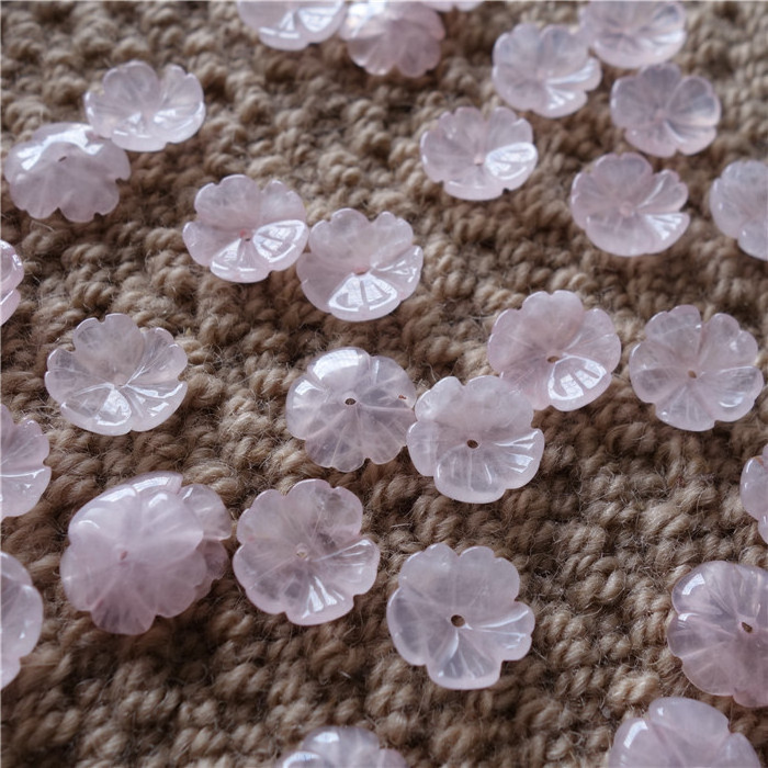 12mm Carved Flower Rose Quartz Spacer Beads Gemstone Loose beads