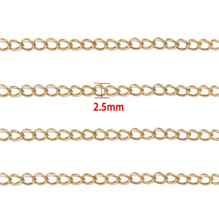 Wholesale 2.5mm stainless steel curb extender chain for necklace jewelry making