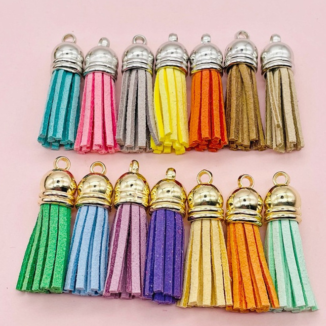 Earring jewelry findings hanging keychain pendant 4cm length faux suede leather tassel