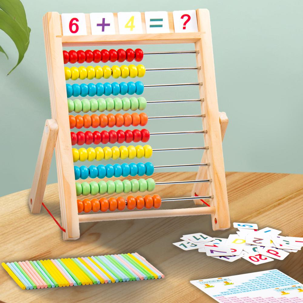 Rainbow Wooden toy Counting Bead Abacus With Kids abacus beads wooden step by step learning puzzle board