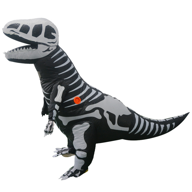 Halloween Inflatable Dinosaur Skeleton Black Jumpsuit Cosplay Costume Adult And Kids Costumes