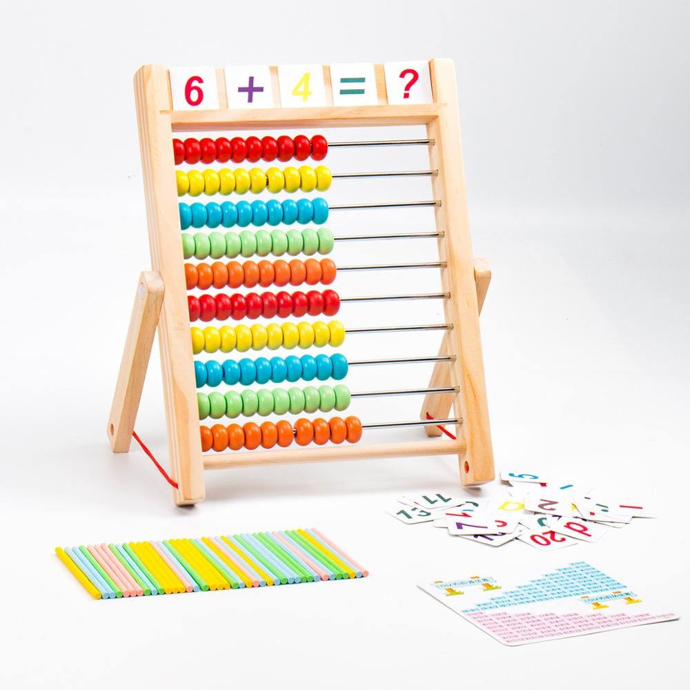 Rainbow Wooden toy Counting Bead Abacus With Kids abacus beads wooden step by step learning puzzle board