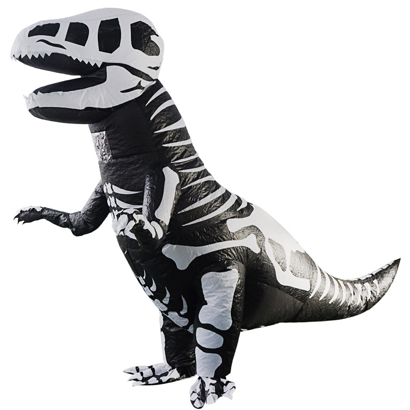 Halloween Inflatable Dinosaur Skeleton Black Jumpsuit Cosplay Costume Adult And Kids Costumes