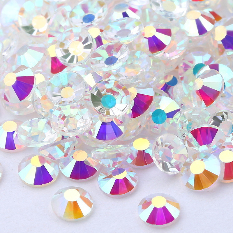 Crystal Flat Brilliant Round Rhinestones Resin Stones Glitter Gems Transparent Faux Diamond