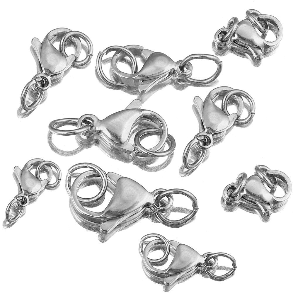 20pcs/bag Fashion Jewelry Findings & Componenecklace Making Jewelry Findings Stainless Steel Lobster Claw Clasps