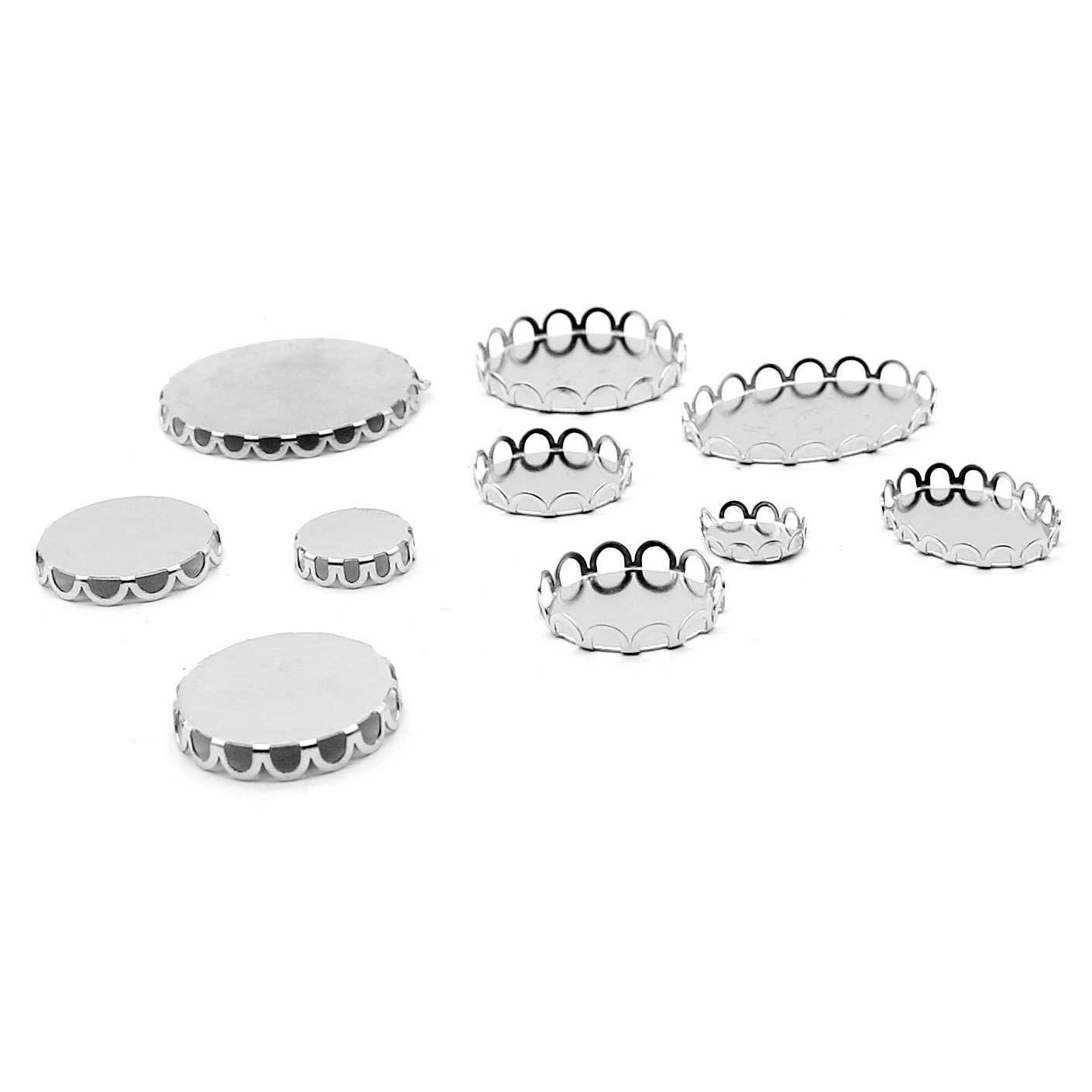 Accessories Jewelry Jewelry Findings & Components Stainless Steel Simple Style Cabochon Base Cameo Setting Charms Pendant Tray