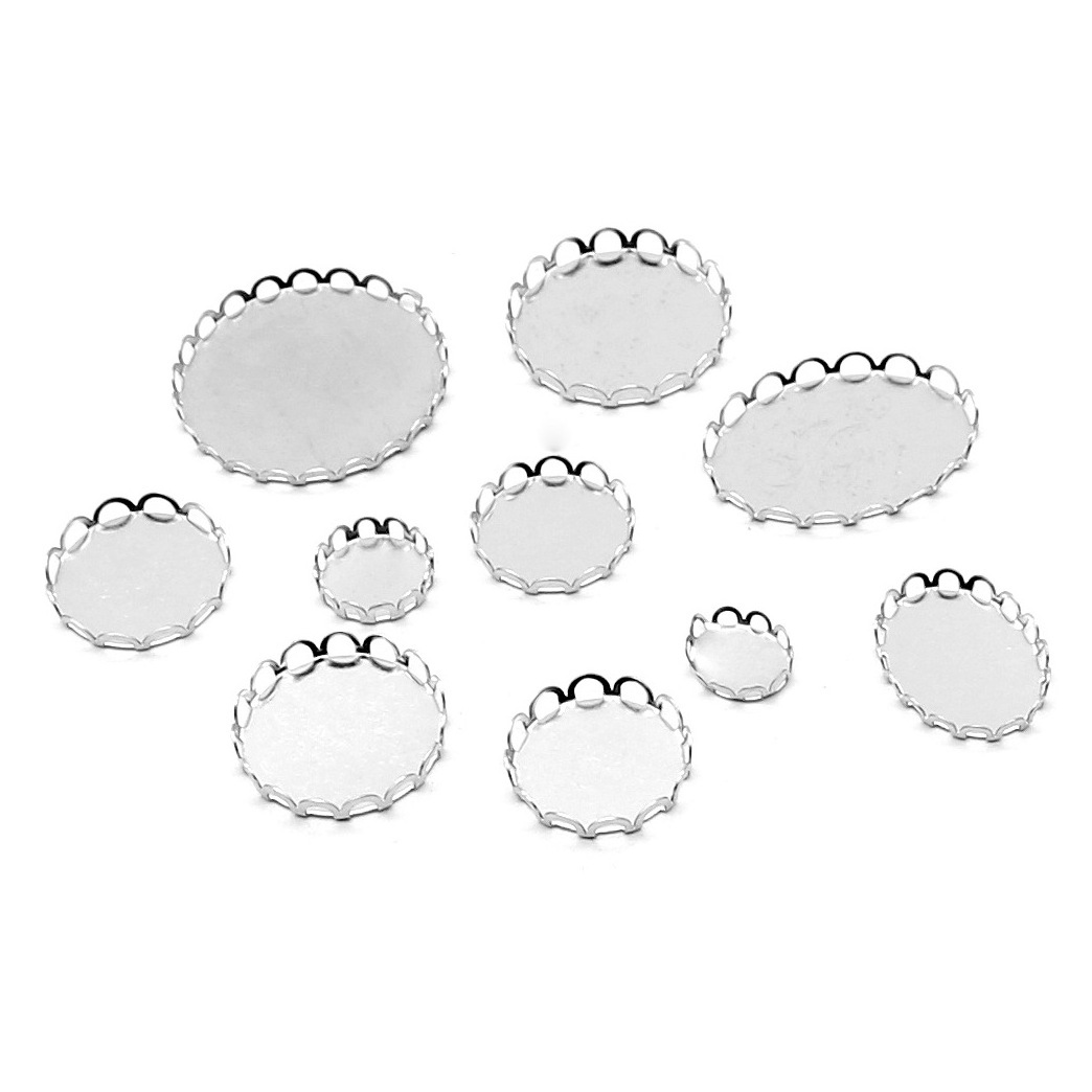 Accessories Jewelry Jewelry Findings & Components Stainless Steel Simple Style Cabochon Base Cameo Setting Charms Pendant Tray