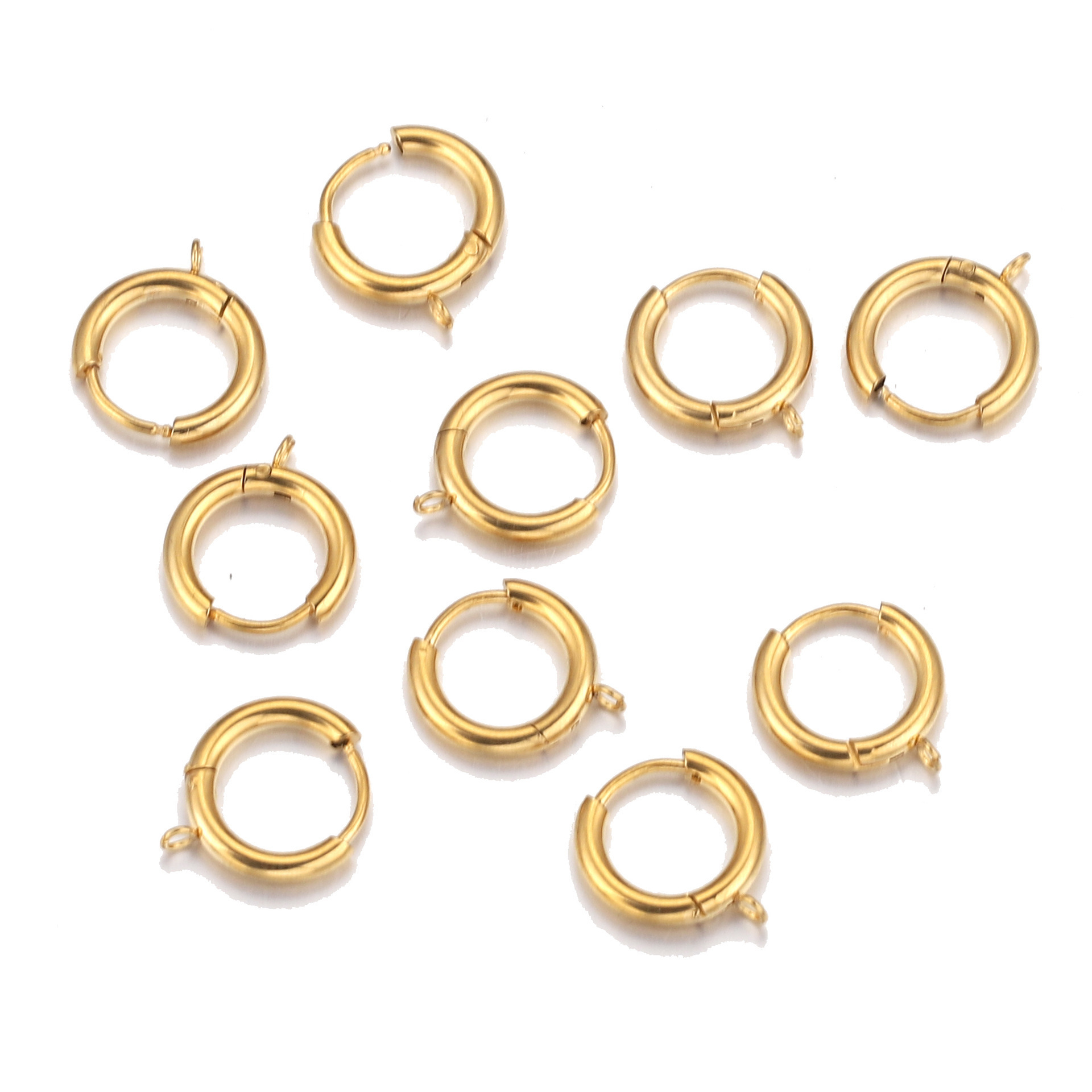 10pcs/Bag Earring Findings Wholesale 18k Gold Plated Diy Earring Hooks Round Stainless Steel Earring Hooks For Jewellery Making