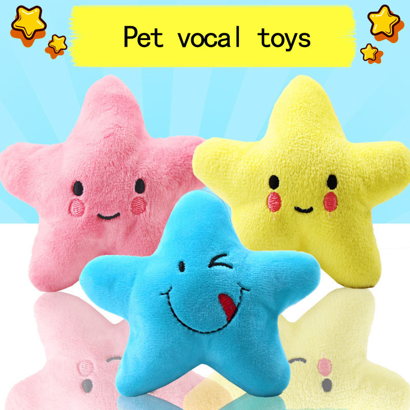 Diy  small star smiley face  stuffed soft animal dog vocal plush toy for pet chew